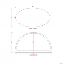 Medinis padėklas su rankena "to your feet" išmatavimai milimetrais